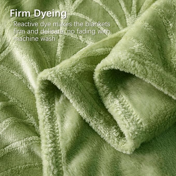 Whale Flotilla Soft Flannel Fleece King Size Bed Blanket, Olive Green | Cozy - Image 5