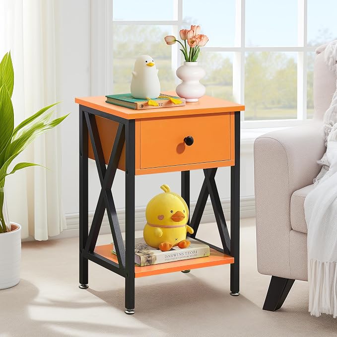 VECELO Nightstand, Modern Bedside End Table, Night Stand - Image 4