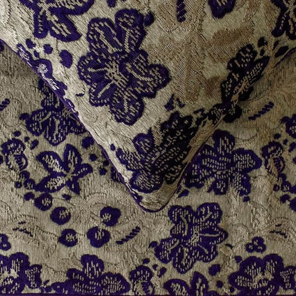 The HomeCentric King/Queen/Twin Purple Designer Queen 74"x18" Bed Runner with 2 Pillow Cover, Floral, Velvet Bed Scarf on Velvet Fabric - Plum Petal