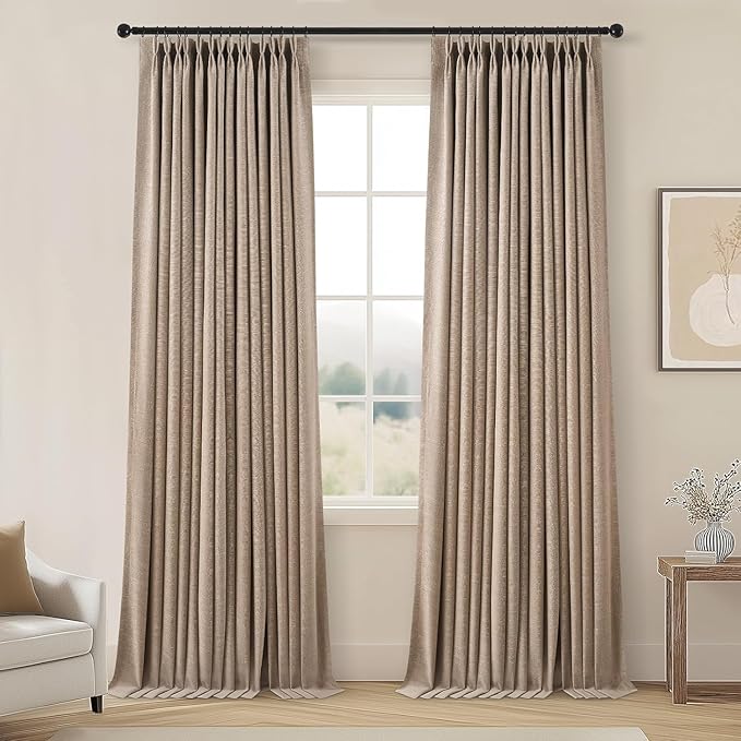 Topfinel 102 Inches Long Linen Blackout Curtains, Floor to Ceiling Pinch by Topfinel