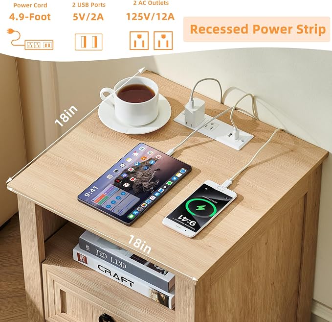 Joaxswe 18" Farmhouse Night Stand Set 2 - Image 6