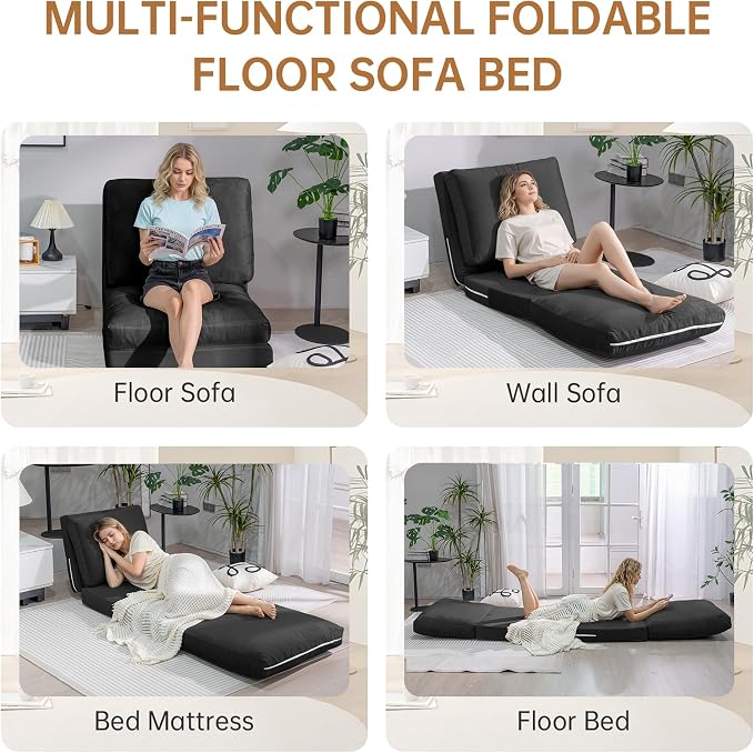 Cvortll 4-in-1 Folding Sofa Bed, Memory Foam Bean Bag Chair, Large Convertible - Image 6