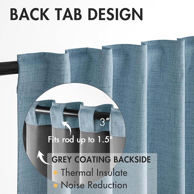 MIULEE 100% Blackout Curtains 90 inches Long Linen Curtains & Drapes - Image 5