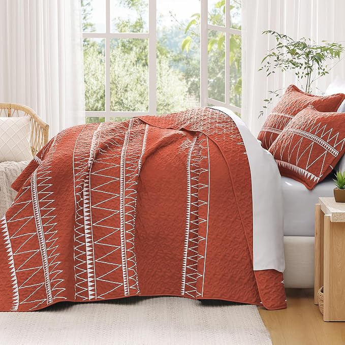 Burnt Orange Oversized Super King Quilt Set - Image 7