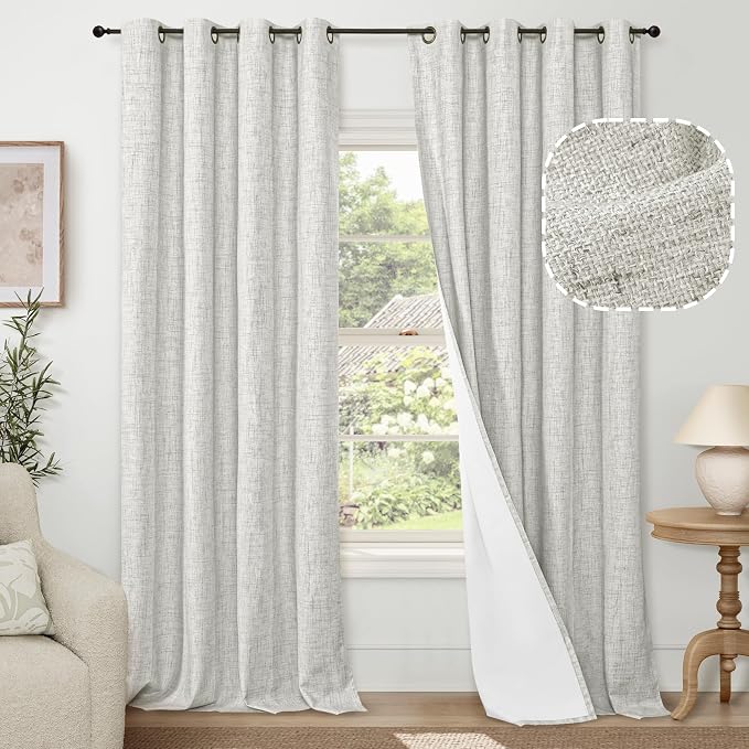 Linen Blackout Curtains for Living Room by Lajode