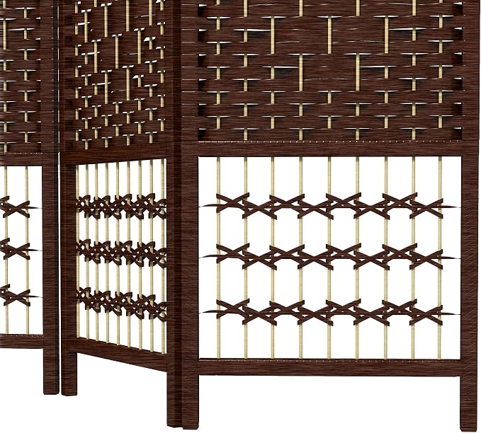 HOMCOM 4 Panel Room Divider, Folding Privacy Screen, Wave Fiber Freestanding - Image 9