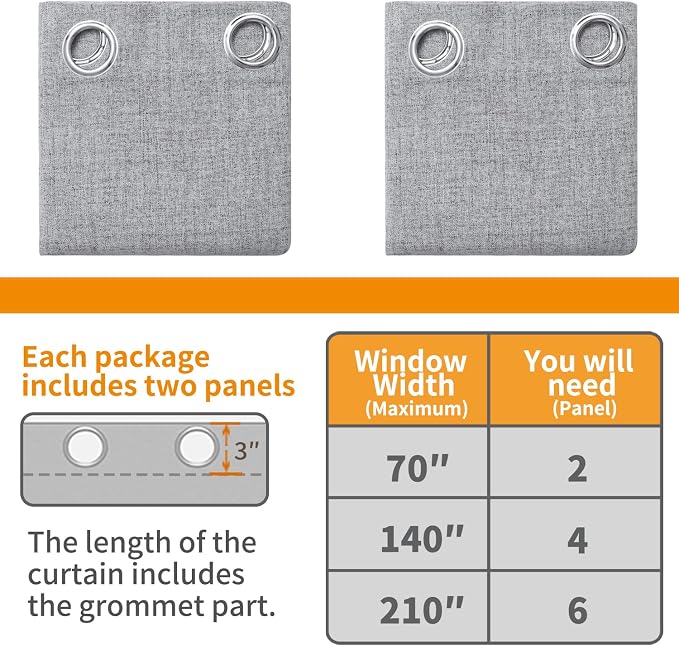 YoungsTex Grey Linen Blackout Curtains - Image 8