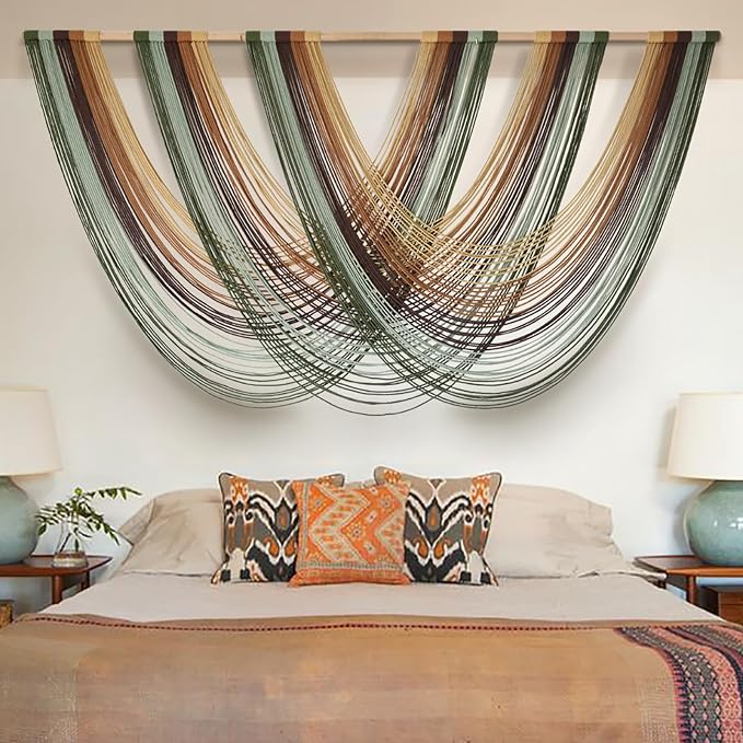 Macrame Wall Hanging Large Boho Wall Decor Yarn Wall Art Tapestry 57"W*31"L | - Image 2