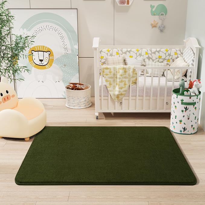 Modern Washable Runner Rugs, 2x4 Olive Green Bedroom Runner Rug | Small Area - Image 8