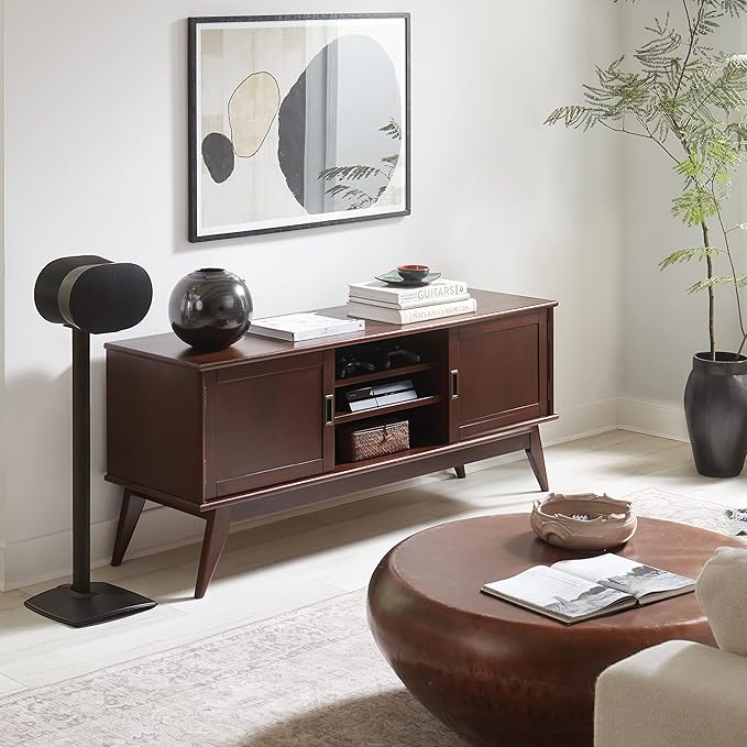 Sanus Speaker Stand for Sonos Era 300™ - Fixed Sonos Speaker Stand w/Easy 3 Step Assembly - Includes All Hardware, Carpet Spikes & Rubber Feet - Black Single Stand