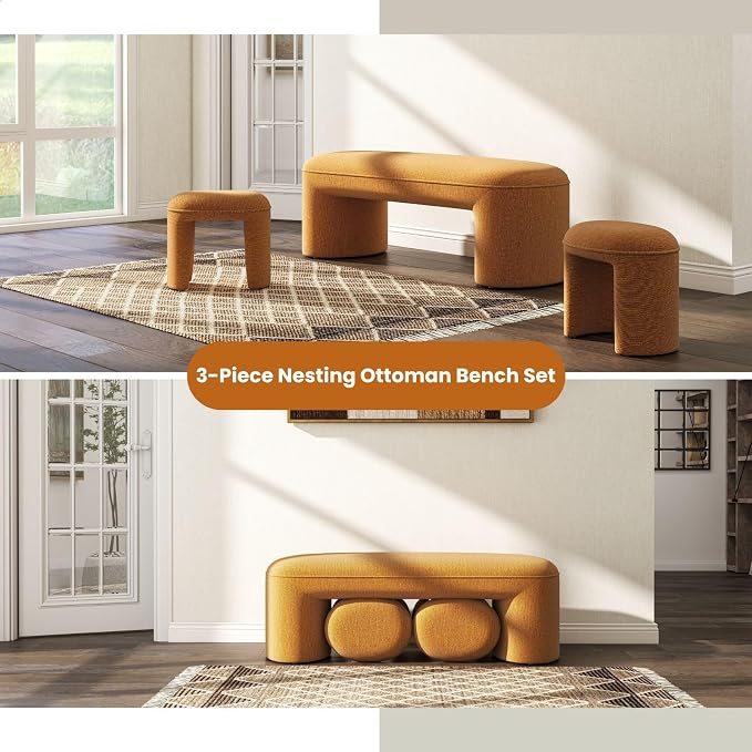 53" Chenille End of Bed Bench Set - Image 3
