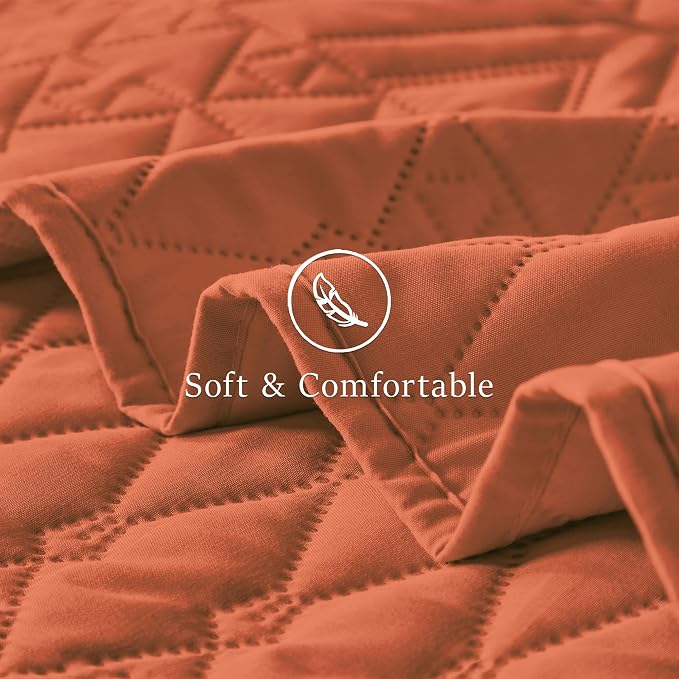 akkialla Full/Queen Size Quilt Bedding Set, Burnt Orange Lightweight Microfiber - Image 6