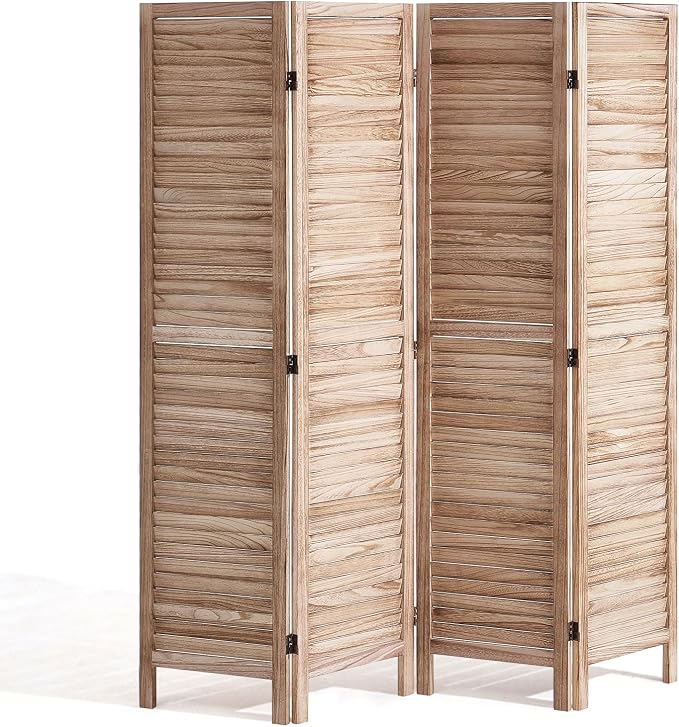VEVOR Wood Room Divider, 4 Panel Wood Folding Privacy Screen, 66.9 Inches Tall by VEVOR