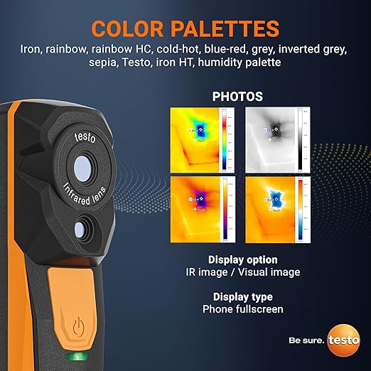 testo 860i Wireless Thermal Imaging Camera Set for iPhone & Android - Thermal Imager with Carrying Pouch & USB-C Cable - Handheld Infrared Camera 256 x 192 Resolution & -4 to +662 °F Measurement Range