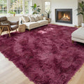Area Rugs 9x12 Living Room, Burgundy Large Shaggy Carpet Plush Furry Rug | Soft by Junhejiamei