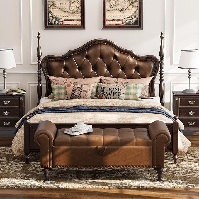 Apicizon 51” Bench with Storage, Upholstered Tufted Button Bedroom Bench with - Image 3