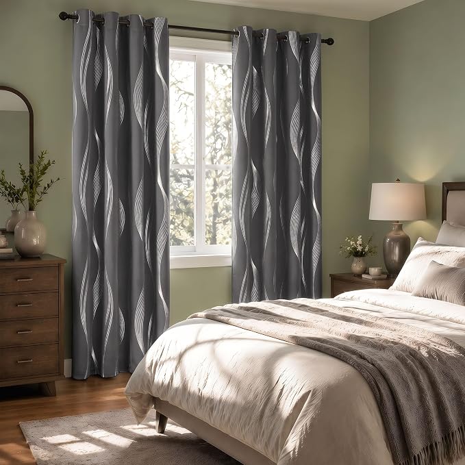 Deconovo Curtains for Living Room, Pattern Blackout Curtains 108 Inch Long | - Image 6