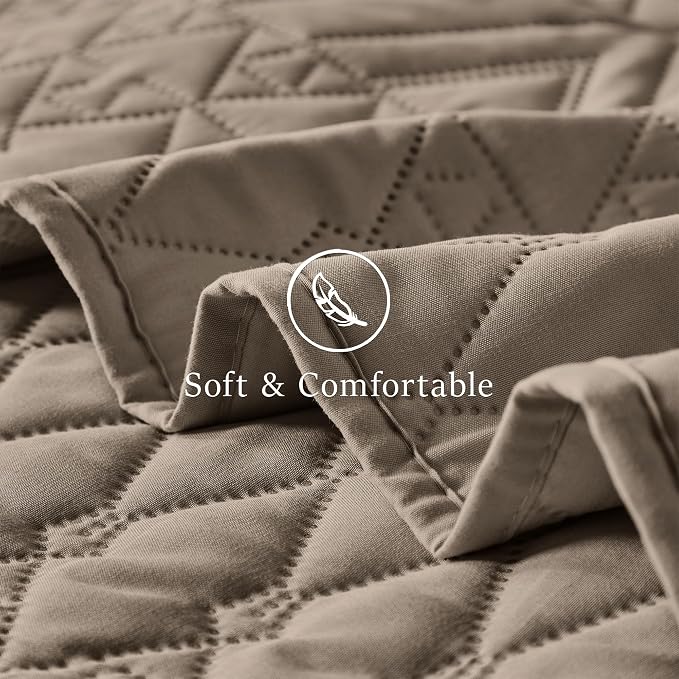 akkialla Twin Size Quilt Bedding Set, Mocha Brown Lightweight Microfiber Soft - Image 6