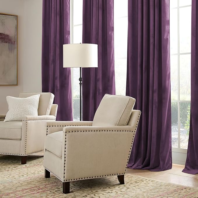 RYB HOME Purple Velvet Blackout Curtains 84 inches - Image 4