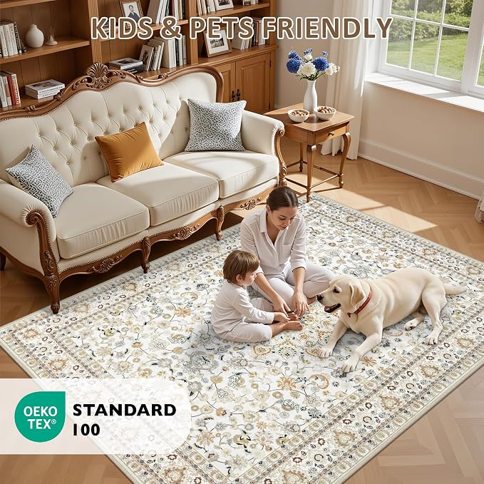 2x3 Area Rugs Living Room: Washable Vintage Rug - Image 8