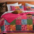 Twin Quilt Set - Washed Quilted Patchwork Comforter Coverlet, Lightweight by TEXSTEAD