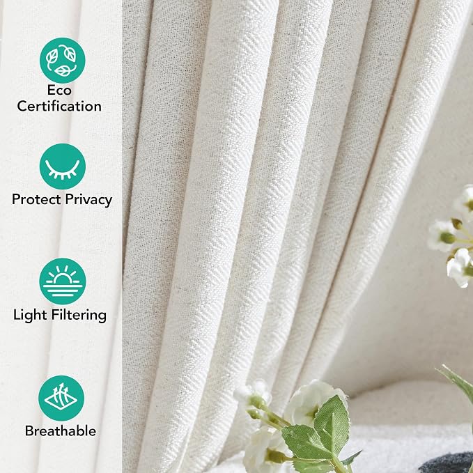 Deconovo Sheer Curtains, Light Filtering Linen Blend Drapes - Image 6