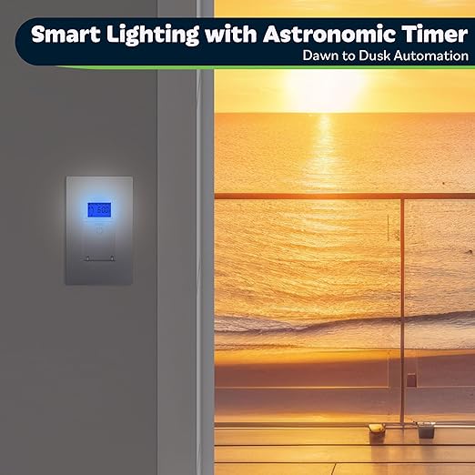 TOPGREENER Digital Astronomic Timer Switch, 7-Day Programmable Sunrise Sunset Timer for Lights, Fans, & Motors, Single-Pole or 3-Way, Neutral Wire Required, UL Listed, TGT01-HN-SV, Silver