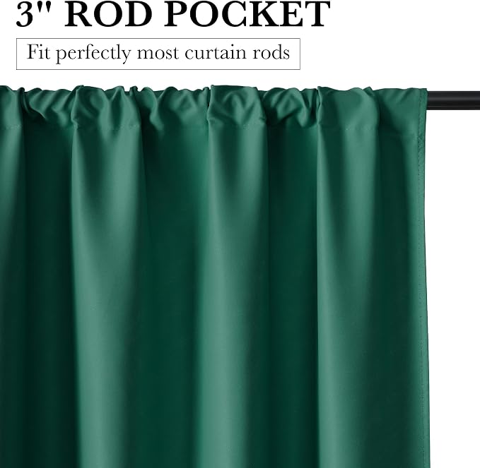 RYB HOME Bedroom Blackout Curtains 63 inches Long, 100% Blackout | Thermal - Image 2