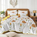 WONGS BEDDING Yellow Quilt Set Queen Size, Colorful Floral Quilt Set by WONGSBEDDING