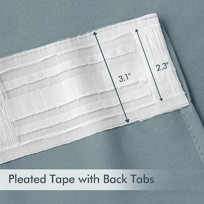 MIULEE Slate Blue Back Tab Blackout Curtains 52x108 Inch Long 2 Panels Set | - Image 4