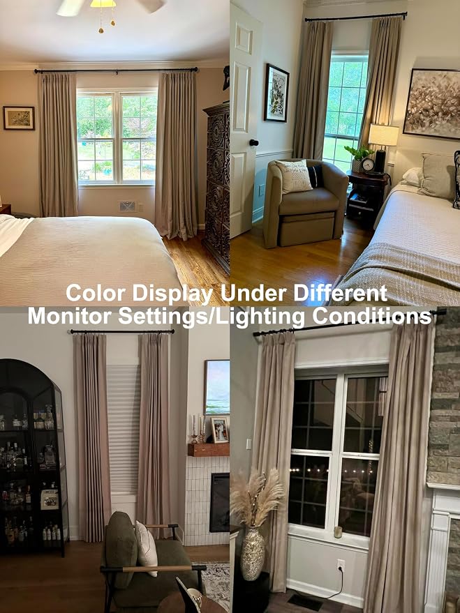 Vision Home Sand Pinch Pleated Full Blackout Curtains Linen Blended Room - Image 9