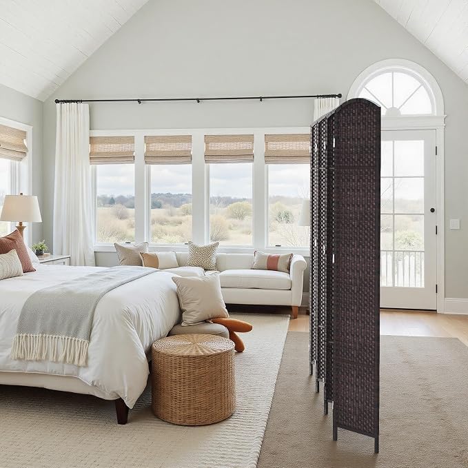 HALLYBEE Room Divider Panel, 8 Panel Partition Room Dividers, Dark Mocha | Room - Image 6
