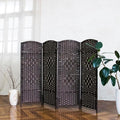 4-Panel Short Room Divider, 3.9 ft Freestanding Partition Wall, Dark Brown by Loomveil