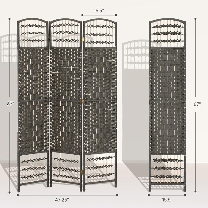 HOMCOM 3 Panel Room Divider, Folding Privacy Screen, Dark Gray | Room Separator - Image 7