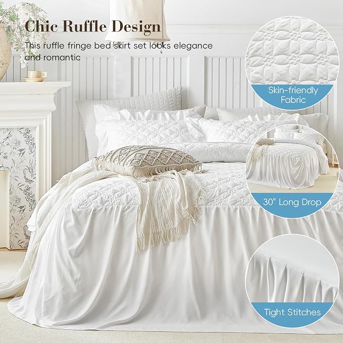 Ruffle Skirt Bedspread Set Flower Style - Image 7