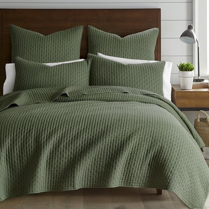 Levtex Home Cross Stitch Reversible King/Cal King Quilt Set and 2 Pillow Shams - Image 3