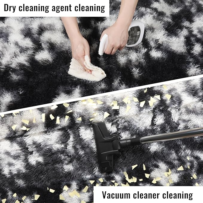 Black White Rugs for Living Room 6x9, Shag Fuzzy Fluffy Rugs for Bedroom Kids - Image 6