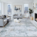 9x12 Washable Area Rug for Living Room Bedroom: Non-Slip Modern Blue Grey | by Oriannal