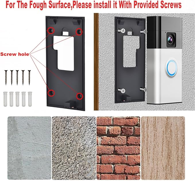 Fansoun Adhesive Video Doorbell Mount for Ring Battery Doorbell(2024 Release) No Drilling Camera Door Mounting Holder Bracket Accessories for Apartments Office Houses (White)
