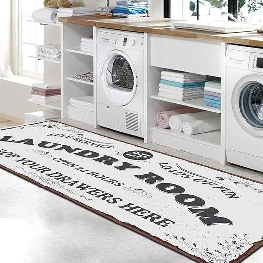 Zoke Laundry Room Rug Runner Stylish Non-Slip Laundry Room Mat 24"x72", Versatile, Waterproof Runner for Laundry, Kitchen, and Bathroom, Mudroom Decor and Farmhouse Charm