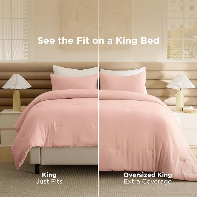 Bedsure King Comforter Set, Blush Pink Soft Prewashed Bedding - Image 2