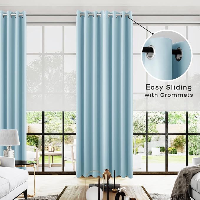 KOUFALL Light Blue Curtains 96 Inches Long - Image 2