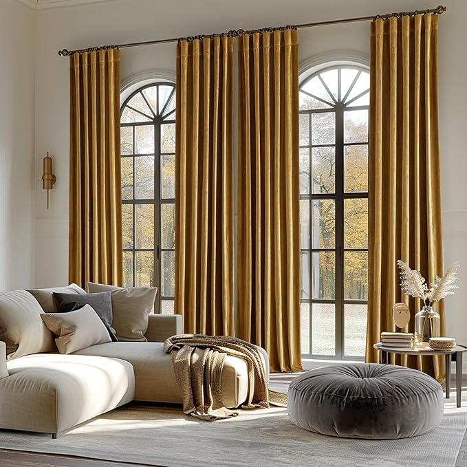 MIULEE Velvet Curtains Extra Wide 66x96 inches Gold Curtains | Luxury, Room - Image 7