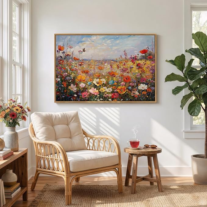 Framed Colorful Floral Botanical Wall Art, Flower Landscape Canvas Prints - Image 4