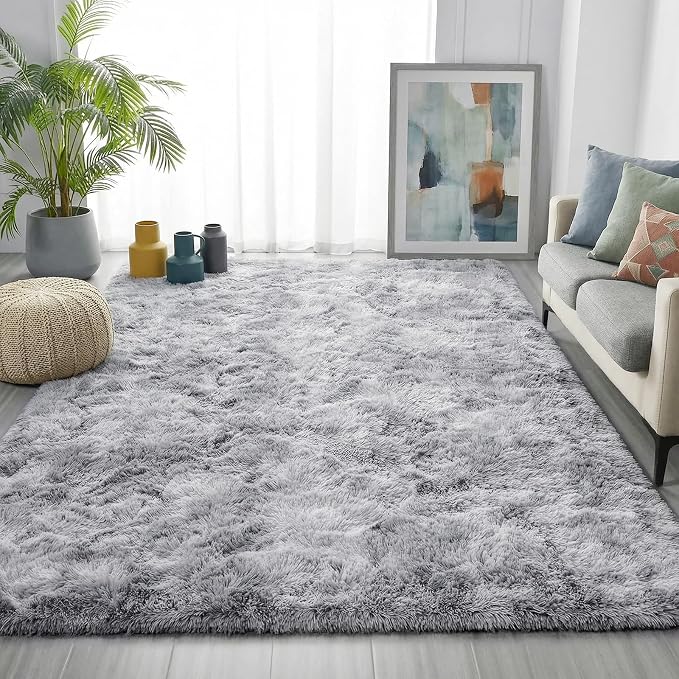 Abstract Shaggy Washable Area Rug 4' x 6' Plush Soft Fluffy Fuzzy Furry Carpet - Image 3