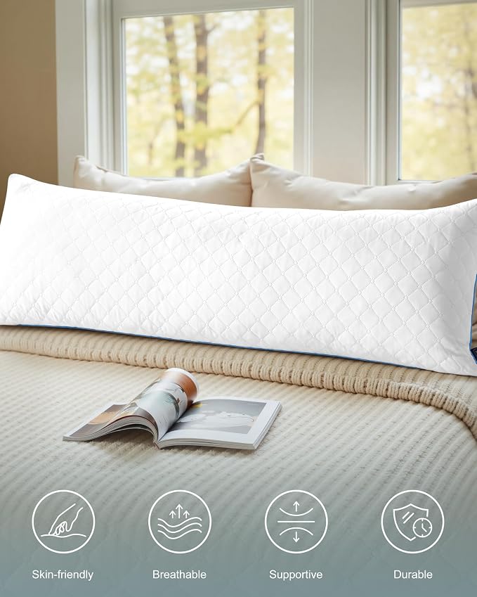 YZ HOME Long Body Pillow for Adults, Firm Body Pillow Shredded Memory Foam | - Image 2