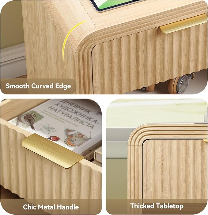 Decofy Fluted 1-Drawer Nightstand - Image 5