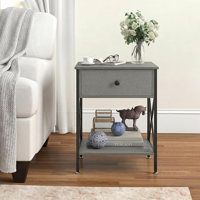 VECELO Nightstands Set of 2, Modern Bedside End Tables, Night Stands - Image 2