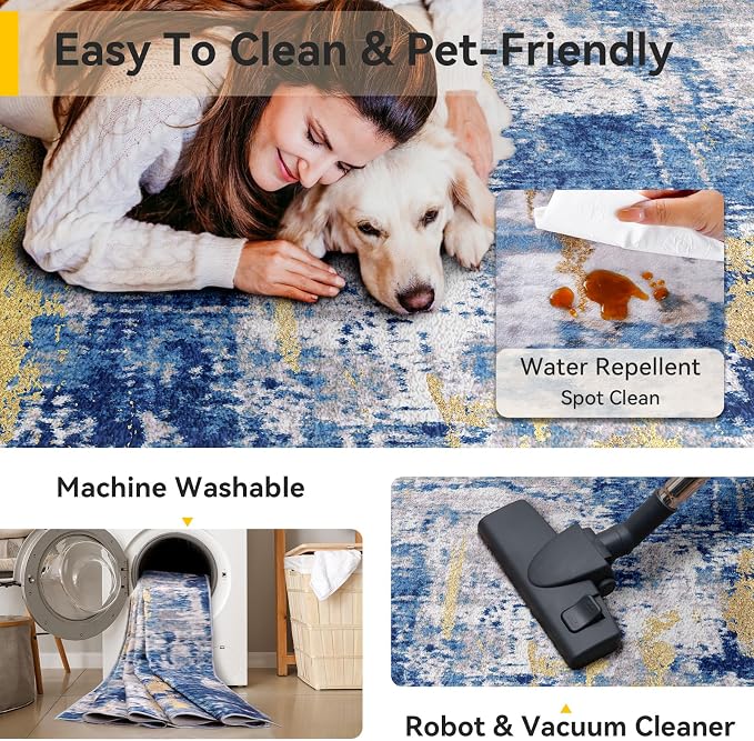 RELEANY Washable Runner 3'x12' Abstract Area Rug - Image 5