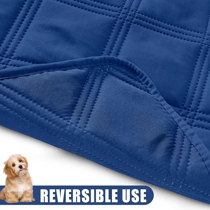 Smiry Waterproof Dog Bed Cover Blanket 40x80, Soft Reversible Pet Blanket, Washable Leakproof Cats Dogs Couch Cover for Sofa, Couch, Furniture, Lattice, Navy/Navy